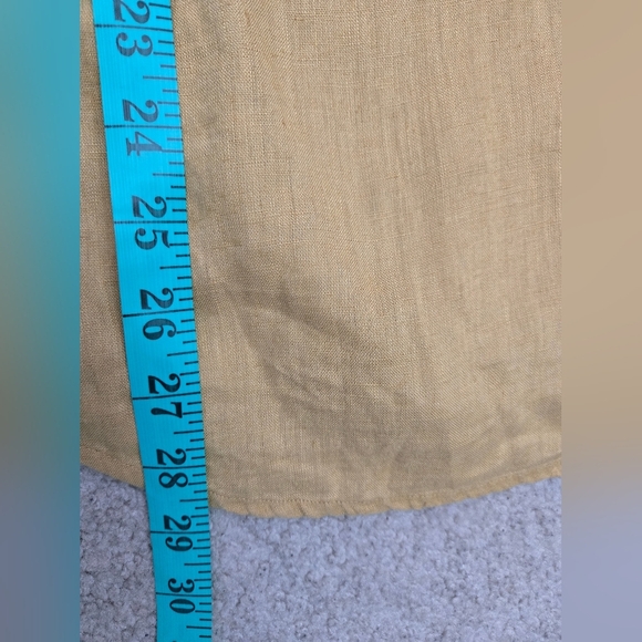 GALERIES LAFAYETTE Tan Linen Long Sleeve Button Up Top. Size Large - Picture 11 of 11